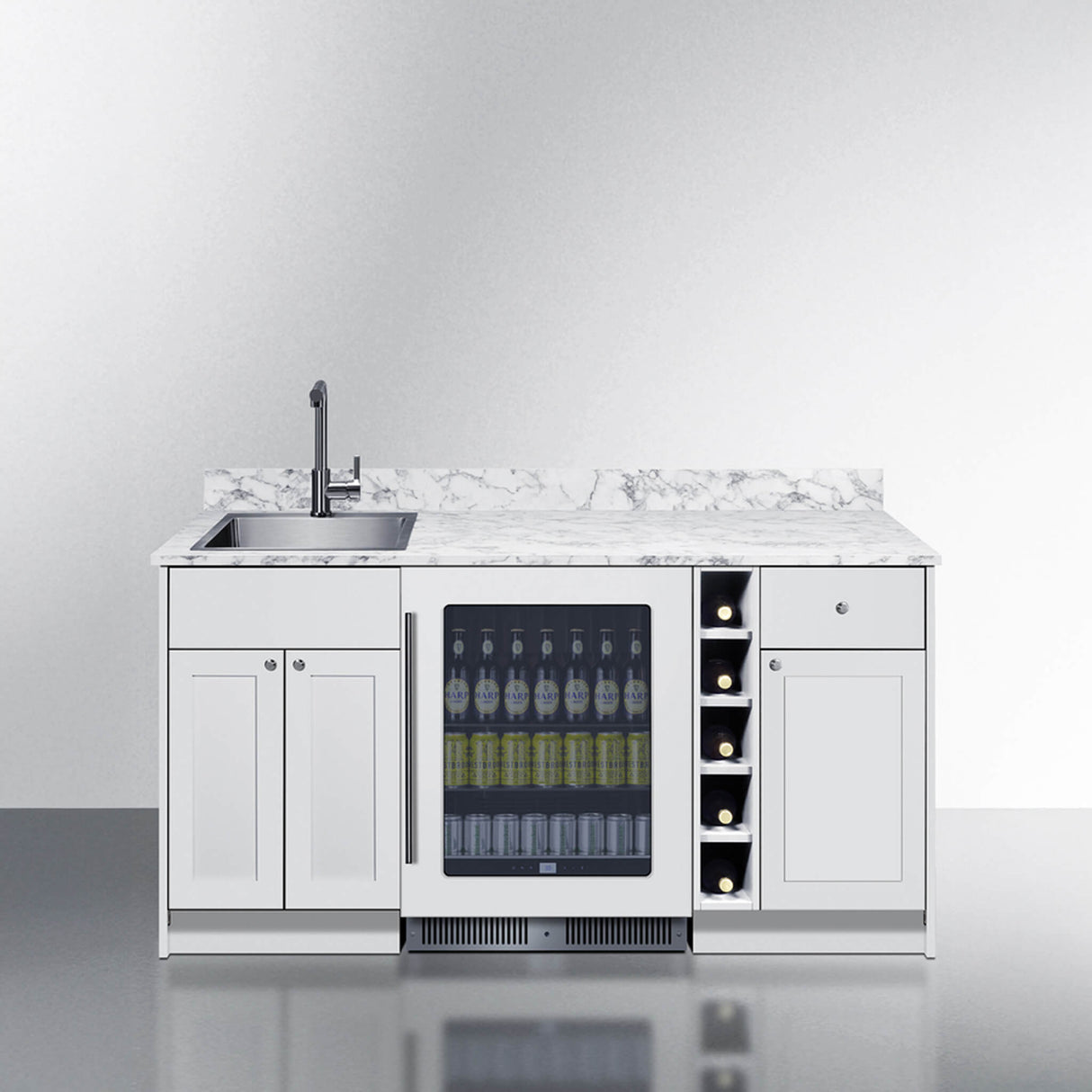 Summit Oasis Wet Bar Kitchenette With Countertop, Beverage Center, And Fully Assembled Cabinetry [OASISWH35]