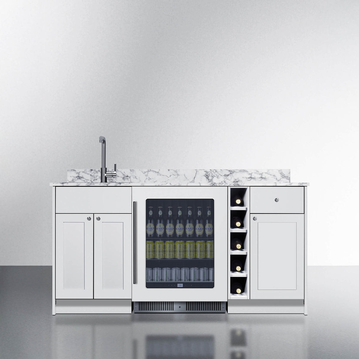 Summit Oasis Wet Bar Kitchenette With Countertop, Beverage Center, And Fully Assembled Cabinetry [OASISWH35]
