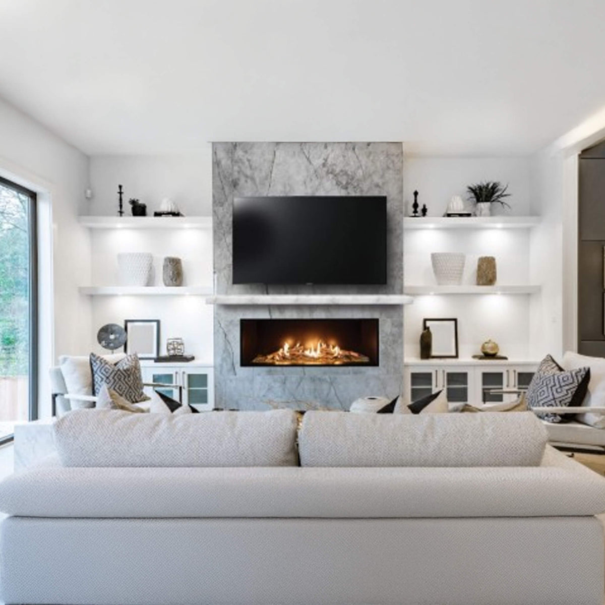 Summit 72-Inch Linear Fireplace With Bedrock [SML-72BR]