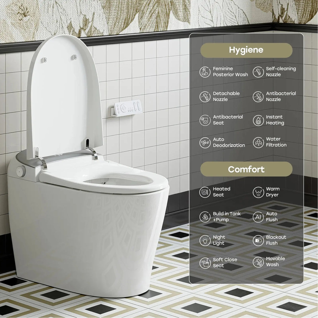 Factory HOROW T03-10 10 Inch Rough In Bidet Toilet with Tank & Pump