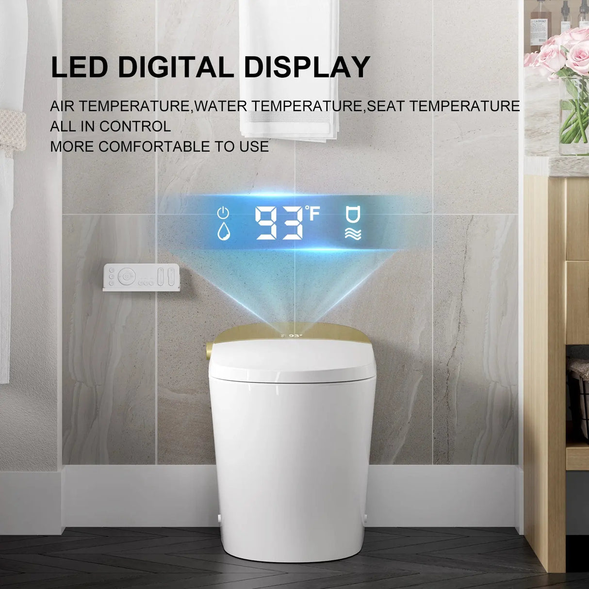 Best Quality HOROW T03 Smart Toilet with Golden Button for 12 Inch Rough In