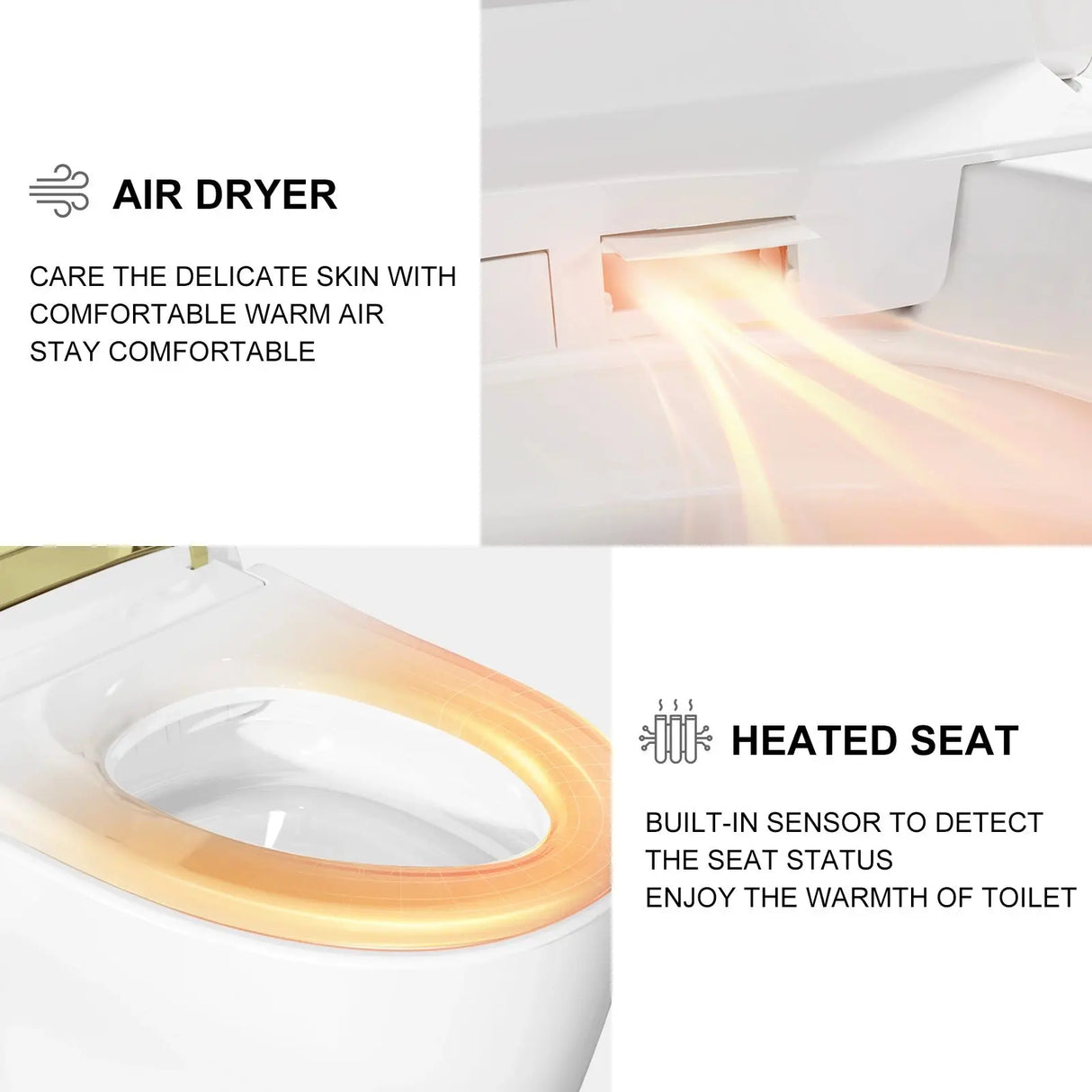 Best Quality HOROW T03 Smart Toilet with Golden Button for 12 Inch Rough In