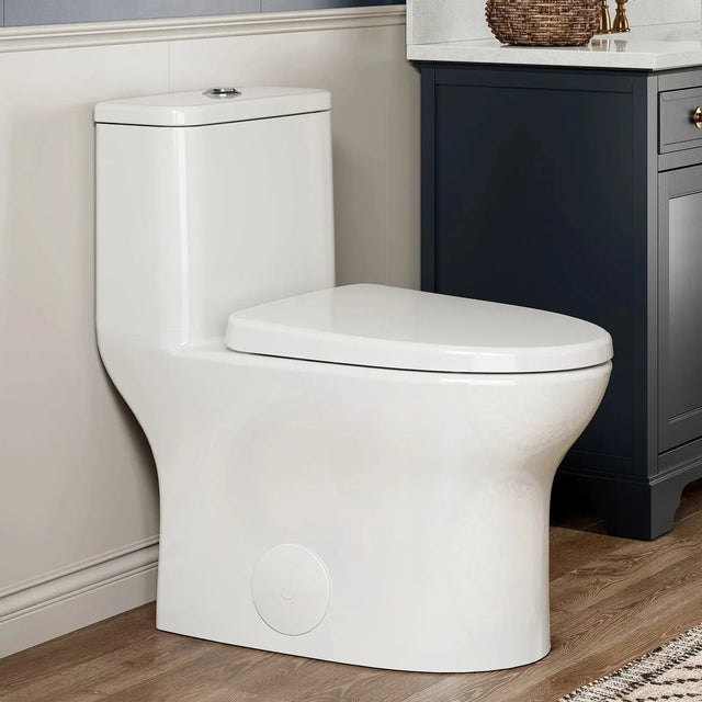 HOROW T0356W One-Piece Dual Flush Toilet with Rimless Bowl