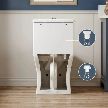 HOROW T0356W One-Piece Dual Flush Toilet with Rimless Bowl