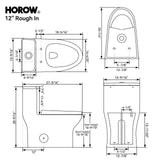 HOROW T0356W One-Piece Dual Flush Toilet with Rimless Bowl