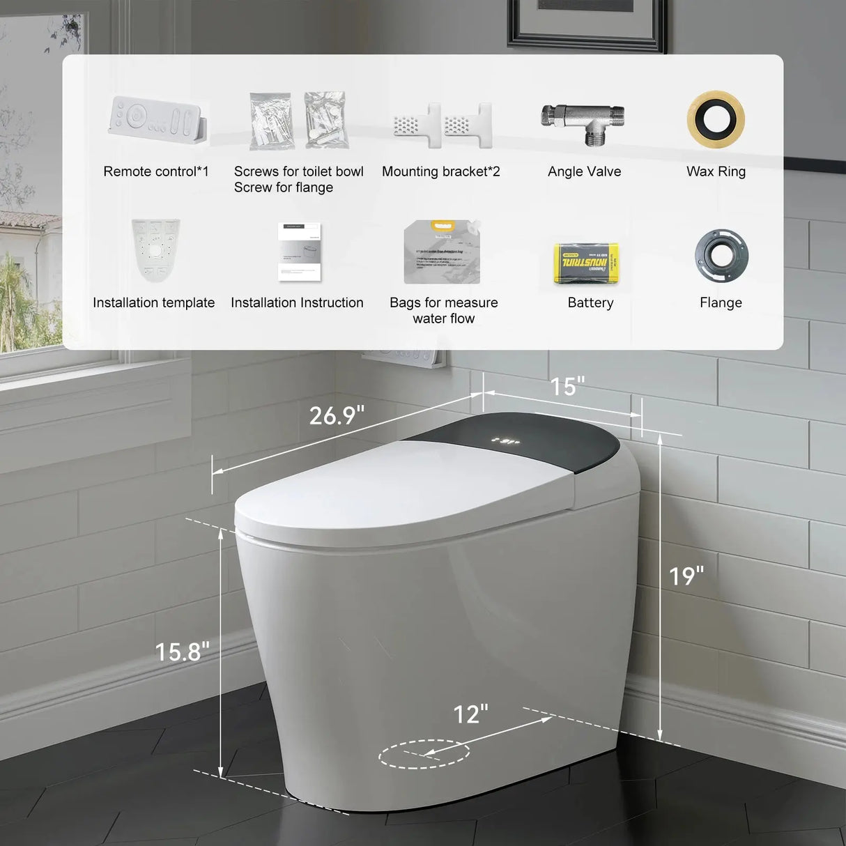 Wholesale HOROW T03B Black Smart Toilet with Single Flush
