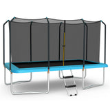 8 x 14 Feet Rectangular Recreational Trampoline with Safety Enclosure Net and Ladder