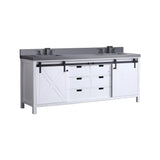 Nuvia White Bathroom Vanity With Gray Quartz Top And Faucet Set (SAK40685)