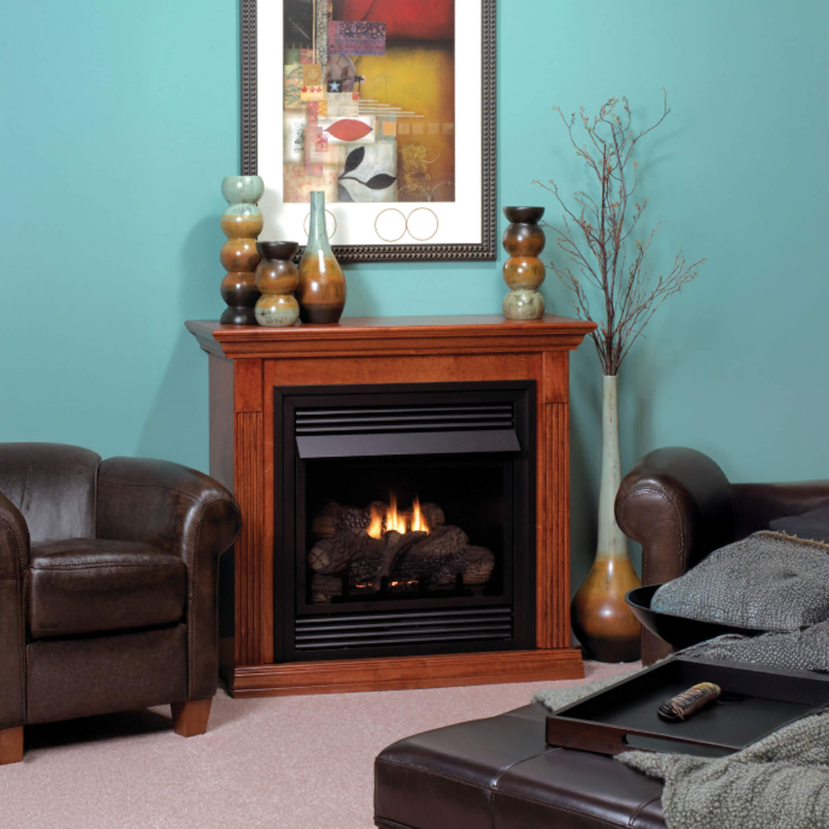 White Mountain Hearth (Empire) Vail 32-Inch Vent-Free Propane/Natural Gas Fireplace With Outer Frame, Hood, Louvers